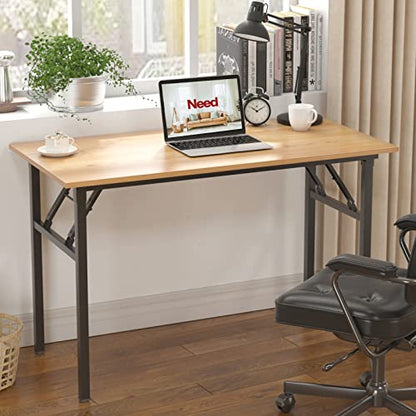 Need Office Computer Desk - 47.2L Sturdy and Heavy Duty Folding Laptop Table,Writing Table/Home Office Desk/Sewing Table,No Assembly Required (Teak Color) AC5BB12060 | Black Frame Writing Gaming Work Table/Foldable Home Office Desk/Sewing Table, No Assemb