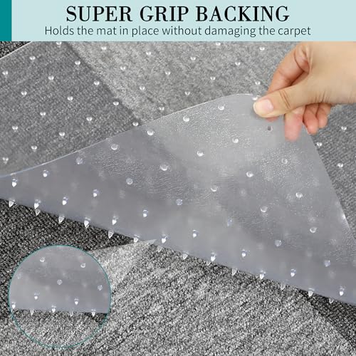 BesWin Office Chair Mat for Carpeted Floors, 45'' x 53'' Large Desk Chair Mat for Low Carpets, Premium Quality Hard Carpet Protector for Work, Home, Gaming, Easy Glide and Flat Without Curling - size: 45" X 53" Rectangle