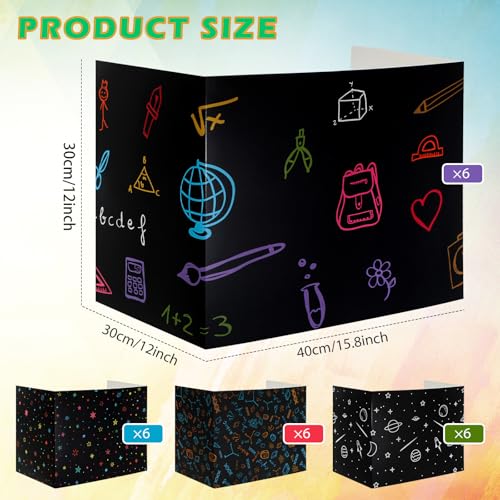24 Pcs Privacy Folders for Students Testing, Vibrant, Black - color: Black, style: Vibrant