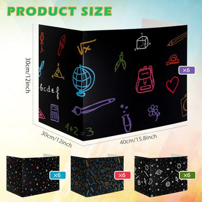 24 Pcs Privacy Folders for Students Testing, Vibrant, Black - color: Black, style: Vibrant