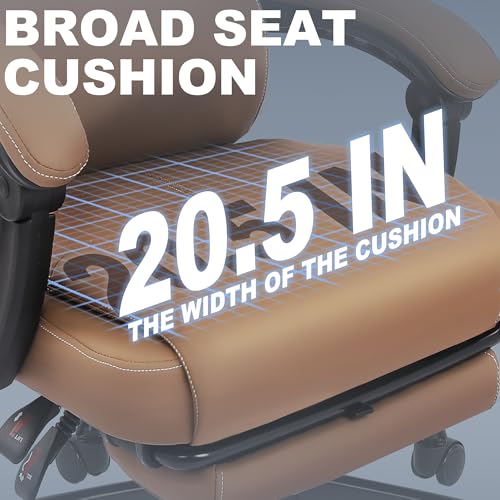Misolant Big and Tall Office Chair with Footrest, High Back Desk Chair with Linkage Armrest, 90-155° Recline Executive Computer Chairs with Adjustable Height for Home - color: Brown