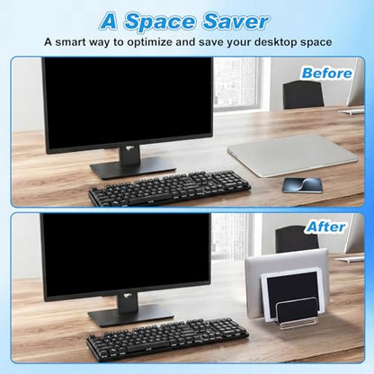 Chunful Vertical Laptop Stand Holder Organizer Plastic Adjustable Desktop Notebook Dock Space, Saving 4 in 1 for Notebook Computer, All Gaming Laptops up to 17'' - color: Clear, style: 4 in 1