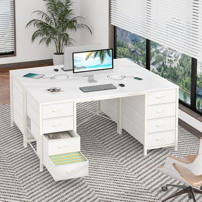 50 Inch Computer Desk with 8 Drawers for Home Office, Bedroom, Living Room - color: White, size: 18.9"D x 50.4"W x 29.3"H