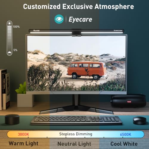 Quntis Monitor Light Bar with Remote Control, Fit for Curved/Flat Monitor, Eye-Care USB Computer Lamp Dimmable Screen Light Bar with Auto-Dimming, No Glare Home Office Gaming Desk Lamp - style: ScreenLinear PRO+