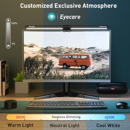 Quntis Monitor Light Bar with Remote Control, Fit for Curved/Flat Monitor, Eye-Care USB Computer Lamp Dimmable Screen Light Bar with Auto-Dimming, No Glare Home Office Gaming Desk Lamp - style: ScreenLinear PRO+