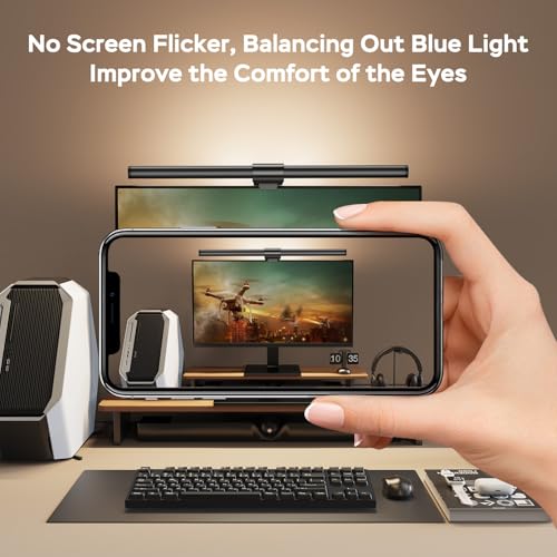 Monitor Light Bar with Remote, Ra95 Computer Monitor Lamp for Eye Caring, USB Reading Lamp Task Lamp, Dimmable Light Bar with Backlight, No Glare Space Saving Home Office 16.14" 1-Pack - size: 16.14-INCH