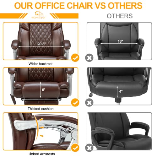 HOMREST Heated Massage Executive Office Chair with Footrest, Brown - color: Brown