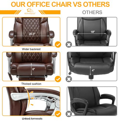 HOMREST Heated Massage Executive Office Chair with Footrest, Brown - color: Brown