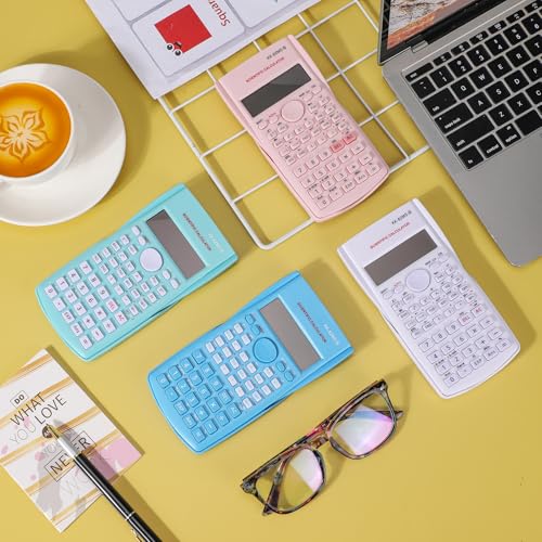 16 Pcs Scientific Calculators 2 Line Engineering Scientific Calculator Bulk Function Math Large Display Multi-Function Ideal for College Office Business Finance, Pink, Blue, Green, White