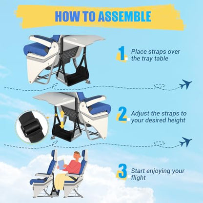 Airplane Foot Fammock, No Collapse Thickened Bamboo Plane Foot Rest Travel | Portable Airplane Foot Sling Wing with Thickened Foam & Carry Bag, Long-Flight Travel Essential Designed to Relax Your Feet - color: 1 Pc Gray