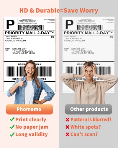 Phomemo 4x6 Thermal Label Printer Paper - 500 PCS Pink 4"x6" Labels Roll Shipping Supplies Labels - Water/Oilproof Stickers - Permanent Adhesive Thermal Shipping Label for Ship Packages - color: Pale Pink, size: 4x6*500