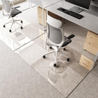 Tempered Glass Chair Mat for Carpet 60"x40", Floor Protector | Ultra Clear Office Chair Mat for Hardwood Floors & Carpets, Heavy Duty 0.2" Scratch-Resistant Surface with Non-Slip Pads - size: 60"x40"