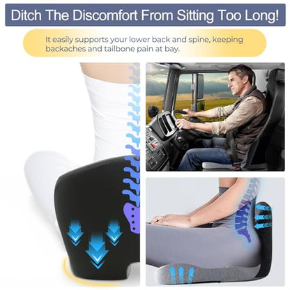 Seat Cushion with Lumbar Support Pillow, Back and Seat Cushion for Office - color: Light Gray & Dark Gray
