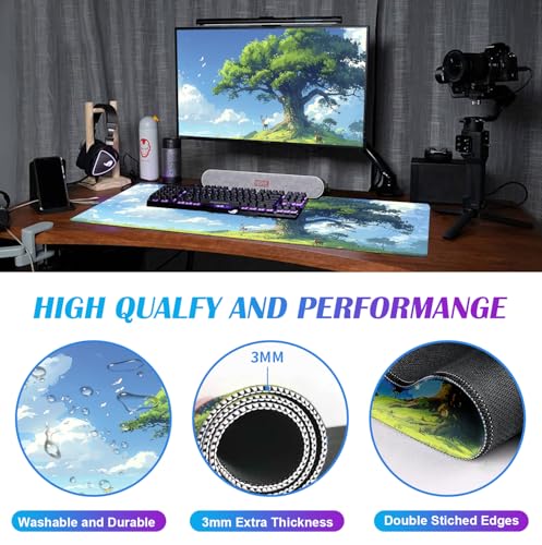 Large Green Plant Outdoor Landscape Office Desk Pad, Computer Mouse Pad | Large Extended Mouse Pad; Full Desk Coverage; Waterproof Coating; Stable Anti-Slide Base For Gaming, Office, Study Daily Use - color: Outdoor Landscape