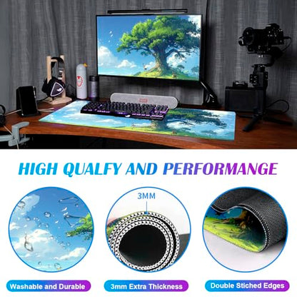 Large Green Plant Outdoor Landscape Office Desk Pad, Computer Mouse Pad | Large Extended Mouse Pad; Full Desk Coverage; Waterproof Coating; Stable Anti-Slide Base For Gaming, Office, Study Daily Use - color: Outdoor Landscape