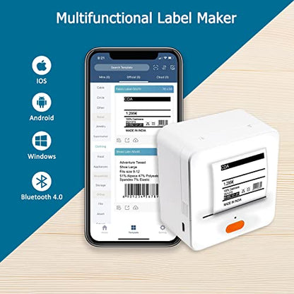 NETUM NT-1228BC Bluetooth Barcode Scanner and NETUM P58C Mini Label Printer- Portable Barcode Label Maker Printer
