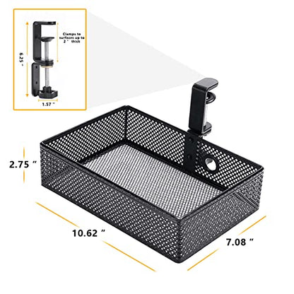 Under Desk Drawer, Clamp on Desk Organizer Hanging Desk Storage Under Table - color: Black