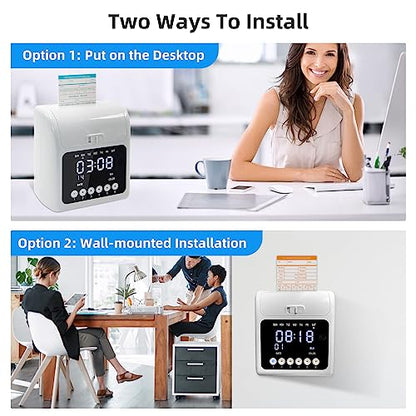 Time Clock Bundle for Small Business, Passcode Time Clock Punch Machine with 400 Time Cards, 4 Ink Ribbons, 2 Ten-Slot Time Card Racks, Auto-Align Clock in Machine for Employees - style: 400-Card Time Clock Bundle with Passcode