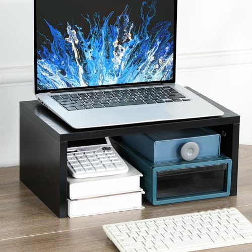 TEAMIX 6.7 inch Tall Monitor Stand Riser, Wood Shelf Riser, Desk Organizer