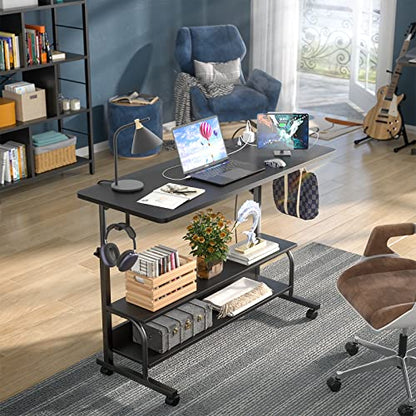 Armocity 39" Rolling Standing Desk with Charging Station for Couch Bed - color: Black, size: 39''