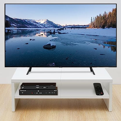 TEAMIX 20 inch White Monitor Riser Stand - 2 Tiers, Wood Desktop Bookshelf - color: White, size: 20 x 9.5 x 6.7 inches
