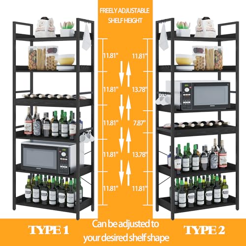HCHQHS 6 Tier Bookshelf, Adjustable Industrial Bookcase, Vertical Tall Book Shelf, Wood and Black Metal Open Bookshelves for Home Office, Living Room, Bedroom, 70 Inch - color: Black, size: 6-Tier (24"W x 70"H)