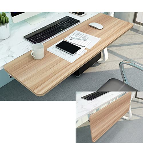 V3VOGUE 90° Foldable Desk Extender Armrest Shelf, Extended Desktop and Space Saver, Clamp-On Keyboard Drawer Tray, with K-Bracket, Ergonomic Computer Elbow Arm Support Relieve Fatigue - color: Teak, size: 55x25cm(22x10Inch)