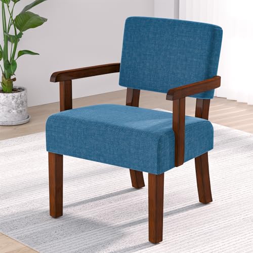 FAGAGA Accent Chair with Solid Wood Frame,Arm Chairs with Soft Seat - color: Blue, size: Chair
