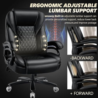 600lbs Big and Tall Office Chair with Pocket Spring Cushion, Heavy Duty Office Chair for Low Back Pain Relief, Large Executive Office Chair (Classic, Black with Gel Seat Cushion) - color: Black With Gel Seat Cushion