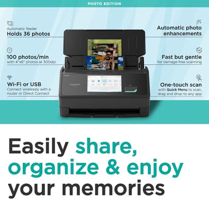 ScanSnap iX2500 Photo Edition Wireless or USB High-Speed Scanner, Black | Cloud Enabled | Photos, Documents & Receipts | Large 5" Touchscreen | Mac or PC - color: ScanSnap iX2500 Photo Edition