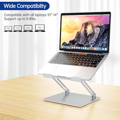 BESIGN LS10 Laptop Stand for Desk, Ergonomic Adjustable Notebook Tablet Stand, Foldable Laptop Riser, Portable Desktop Book Stands, Computer Holder Compatible with 10-14" Laptops, Silver - color: B-Silver