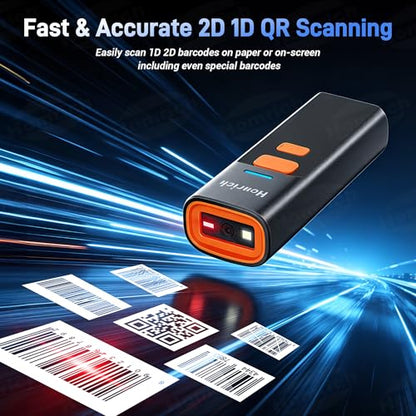 3-in-1 Bluetooth & 2.4G & USB Wire Mini Barcode Scanner with Charging Dock