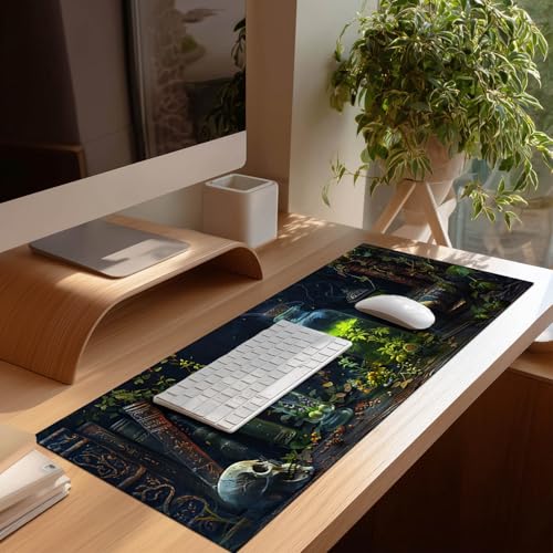 HOMETITUTE Large Mouse Pad 31.5x11.8 Inch Gaming Mousepad Alchemy Botanical Fantasy Art Non-Slip Keyboard Desktop Protector Mat XL Mouse Pad for Home Office Laptop Wireless Mice Accessories - color: Alchemy Botanical Fantasy Art