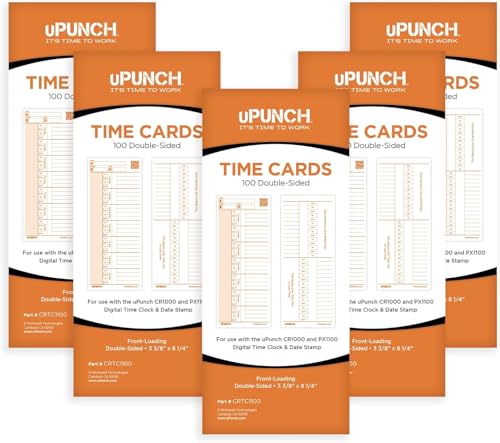 uPunch 500 Time Cards for CR1000 Digital Time Clock and Date Stamp