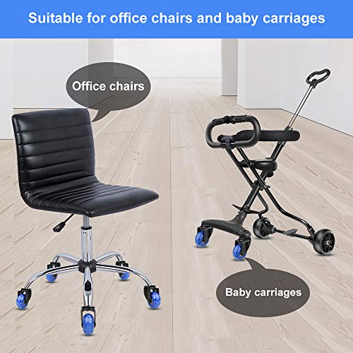 8T8 Upgraded Chair Caster Wheels 2'', Quiet and Smooth Gliding,Heavy Duty Wheels with Plug-in Stem 11X22 (7/16''X7/8''), Safe for Hardwood Carpet Tile Floors, Set of 5 (Blue, 2 inch) - color: Blue