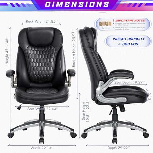 COLAMY Executive Office Chair with Thick Bonded Leather (Black-6686, Set of 2) - color: Black-6686, size: set of 2