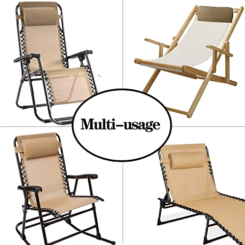 Zero Gravity Chair Set of 2 Replacement Pillow Headrest with Elastic Band, Universal Soft Removable Padded Cushion Head Pillow for Zero Gravity Lounge Chair, Folding Patio Lawn Recliner Chair, Tan - color: Tan, size: 2 Pack