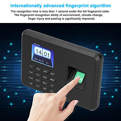 Sonew Attendance Machine, 2.4in Attendance Machine Fingerprint Biometric TFT Colou, Time Clock for Employees Small Business(US-Black)