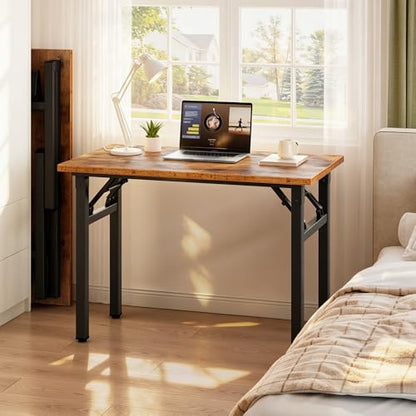 Need Small Folding Computer Desk, 35.8 Inch Writing Table, Rustic Brown - color: Rustic Brown, size: 35.8 inches