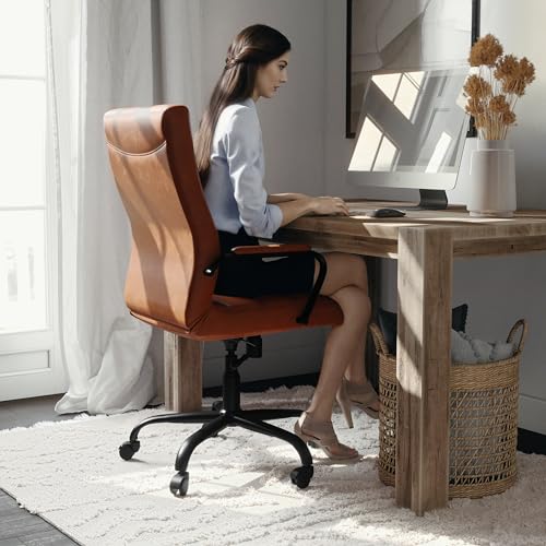 Flash Furniture LeatherSoft Executive Office Chair, Brown/Black | 360° Swivel, Height Adjustable, Commercial Grade - color: Brown Leathersoft/Black Frame