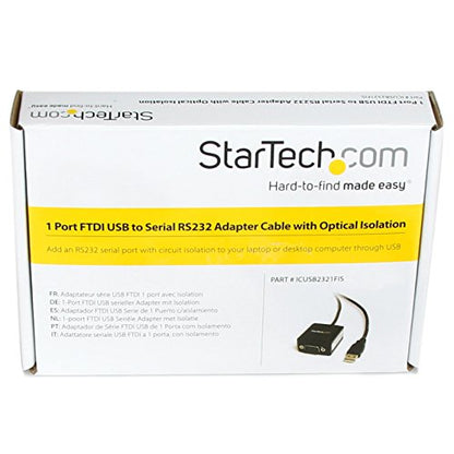StarTech 8.3ft 1-Port FTDI USB to Serial RS232 Adapter, TAA (ICUSB2321FIS) - size: 8.3ft