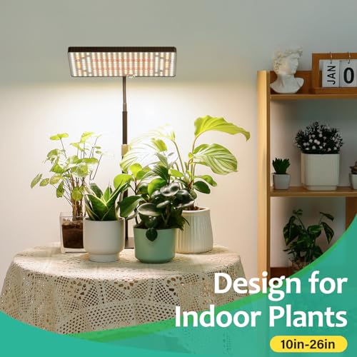 LBW Desk Grow Light, 214 LEDs Full Spectrum Plant Light for Indoor Plants | Desktop Grow Lamp with 4/8/12H Timer, 10"-26" Height Adjustable, 6 Brightness Levels, for Seed Starting - size: 1-Head