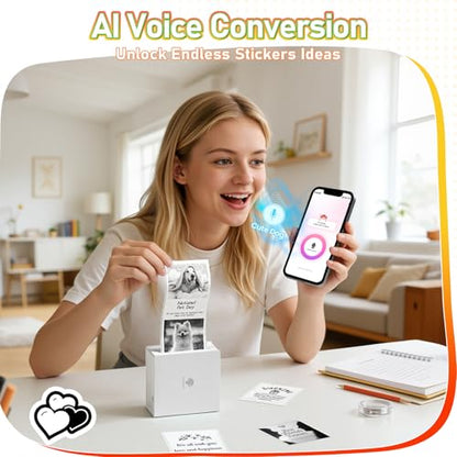 Phomemo Mini Printer Sticker Maker, Inkless Thermal Bluetooth Printer | Mini Thermal Printer, AI Mini Sticker Printer, Sticker Printer Machine, Mini Impresora Portátil, Pocket Label Printer for DIY - color: White