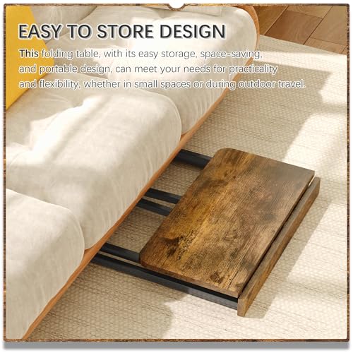 4NM 31.5" Mobile Small Folding Desk, Foldable Rolling Computer Home Office Desk, Study Writing Table for Small Space Saving Bedroom, with Wheels - Rustic Brown and Black - color: Rustic Brown and Black, size: 31.5"W x 15.7"D