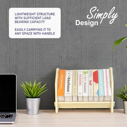 Desktop Bookshelf, Stackable Book Organizer with Handle, Storage Rack for CD/Magazine/File Folder, Portable Small Bookshelf for Study, Living Room, Kid's Room, No Nails, Small Size - style: Small Size
