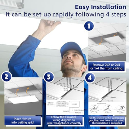 2Pack 2x4 LED Panel Light 5CCT Selectable Drop Ceiling Light Fixture - size: 2Pack, style: 2x4