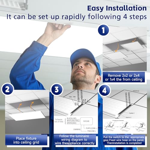 48Pack 2x4 LED Panel Light 5CCT Selectable Drop Ceiling Light Fixture - size: 48Pack, style: 2x4