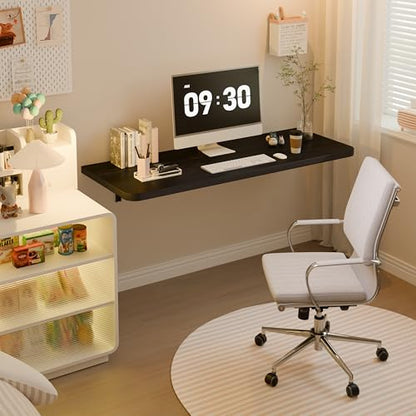 Dogsky Floating Wall Desk 48" x 16" - 300 lbs Heavy Duty Solid Pine - color: Black, size: 48" x 16"