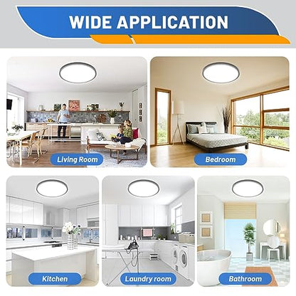 Allsmartlife Led Flush Mount Ceiling Light, 6 Pack 24W 12inch Round Led Surface Mount Light, Close to Ceiling Light Fixtures for Bedroom, Bathroom, Laundry Room, Kitchen - color: Black, size: 12inch 6-Pack