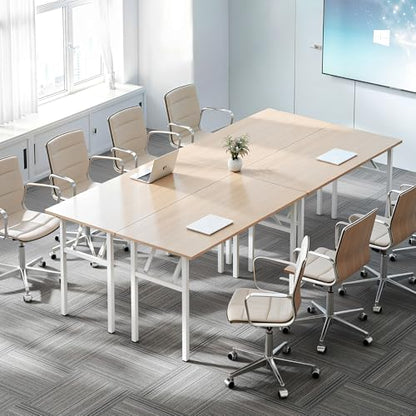 Need Office Computer Desk 47.2x23.6 in Sturdy Folding Laptop Table Pink Oak | White Frame Writing Gaming Work Table/Foldable Home Office Desk/Sewing Table, No Assembly Required - color: Pink Oak & White Frame, size: 47inch